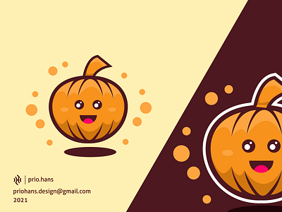 Simple Pumpkin Mascot brand brand identity branding cartoon color cute pumpkin design hallowen hallowen mascot illustration logo prio hans pumpkin pumpkin logo pumpkin mascot vector
