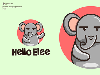 Elephant Mascot Logo brand branding cartoon color cute elephant design elephant elephant logo elephant mascot illustration logo mascot logo prio hans typography vector