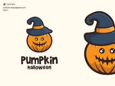 Pumpkin Halloween brand branding cartoon color design halloween illustration logo prio hans pumpkin pumpkin mascot typography vector