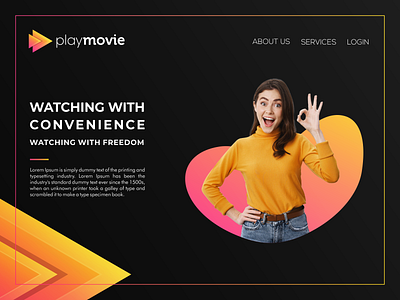 PLAY MOVIE brand branding color design illustration landing page logo prio hans typography ui ux vector web design website