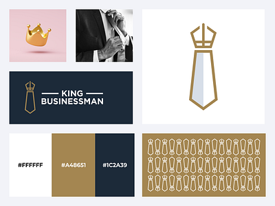 Crown and Tie Logo brand branding business logo color crown logo design graphic design illustration king logo logo prio hans tie logo typography vector