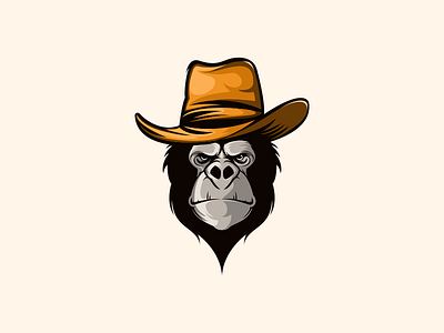 Gorilla Cowboy animal cowboy gorilla head illustration