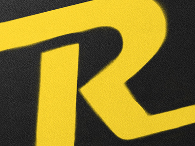 Stencil R black bold distressed hand made leather paint sans serif stencil texture yellow