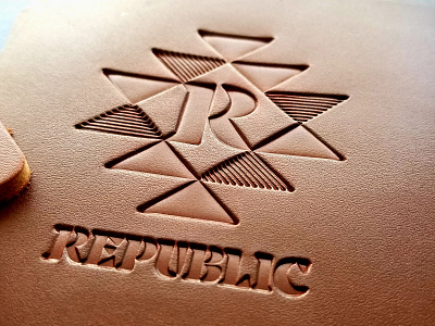 Republic Coasters bar branding cantina coaster dallas geometric identity leather qualtrics republic texas type typography