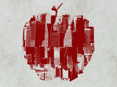 Big Apple apparel apple buildings city halftone manhattan new york nyc red shirt texture