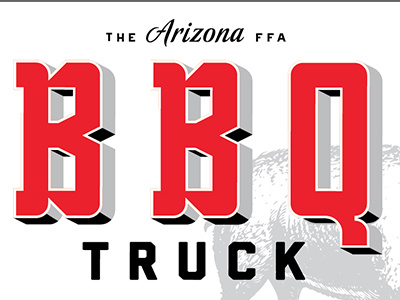 BBQ Truck animal bbq black cow farm farmer pig red truck type typography