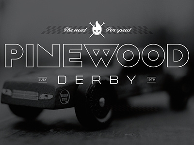 Pinewood Derby black car derby fire flag monochromatic nails pinewood race script skull wood