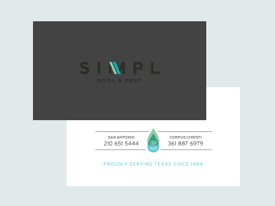 Simpl black bugs business card collateral envelope letterhead pest pool stationery texas tone on tone water