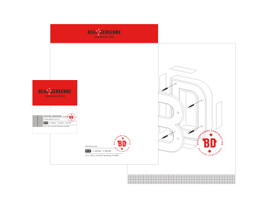 BD business card collateral construction envelope letterhead pattern red seal stamp star stars