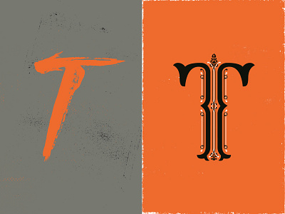 T&T black distress gray halftone orange ornate t texture type typography