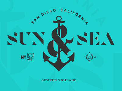 Sun & Sea ampersand anchor boat california coast nautical ocean san diego sea sun type typography