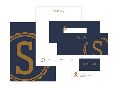 SCA Collateral arizona blue business card collateral envelope financial gold letterhead money seal sonoran stationary