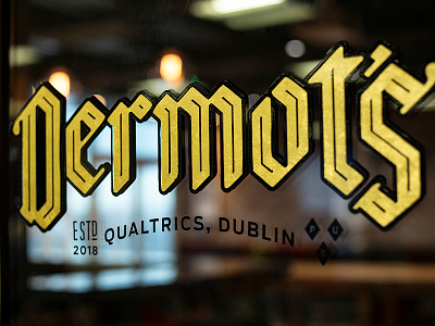 Dermot's Branding bar beer blackletter branding dublin europe foil gold ireland pub qualtrics tech typography