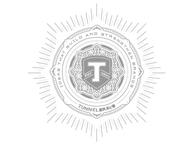 TunnelBravo Seal agency arizona badge branding design detailed gilbert identity intricate logo mantra ornament rays rebrand seal self promo star starburst tagline tunnelbravo typography