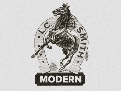 L.C. Smith Modern animal arizona black branding design distressed etching font gray horse horse shoe identity line art logo sans serif stallion texture vintage weathered
