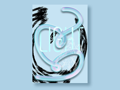 Light abstract blue contrast gradients lines neon poster shapes spots typography