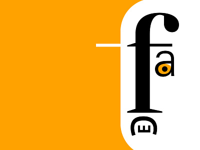 Face black face flat letters minimal orange shape typography white