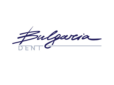Bulgaria Dent Logo blue caligraphy dentist handwriten logo typography