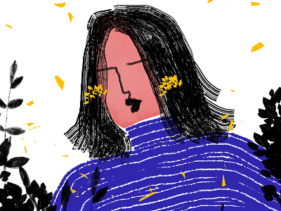Autumn autumn black brushes colors girl illustration yellow