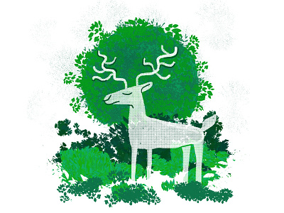 Oh, Deer.. colors deers design green illustration spring woods