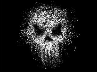 Skull black brushes contrast illustration skull white
