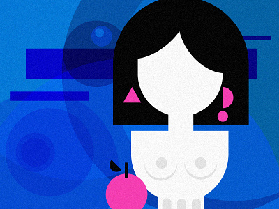 The Girl With The Pink Apple apple blue design girl illustration minimal vector