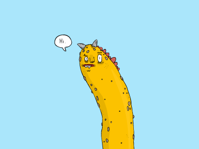 Sea monster character illustration monster yellow
