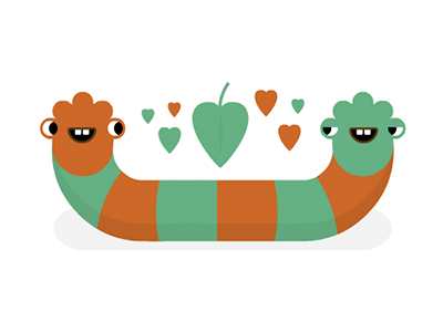 A weekly worm for muz.li animal character green love orange