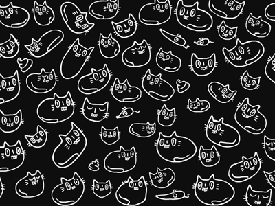 Cats all over! black cat cats doodle drawing illustration white