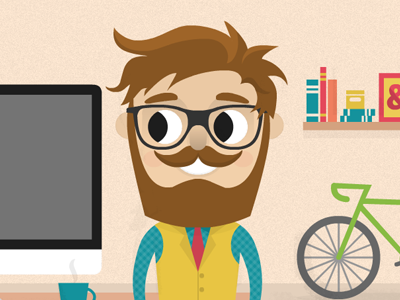 Hipster beard character man office