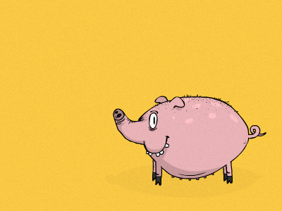 Pig animal illustration pig pink pork yellow