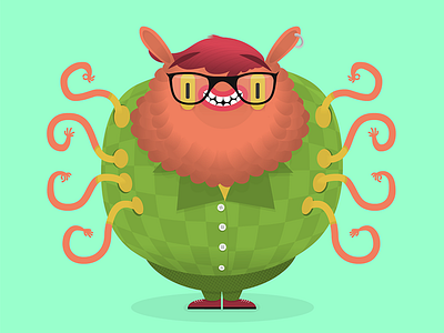 Geek Monster character cute fat geeks glasses monsters