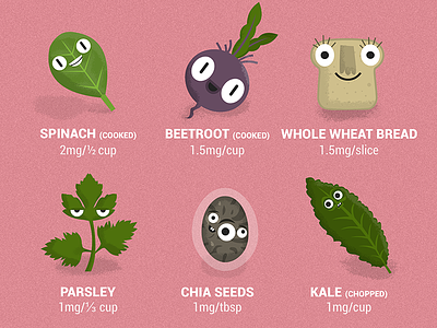 Vegan iron sources beetroot bread chia food healthy kale leaf parsley