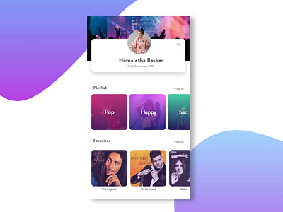 User profile app music profile ui user