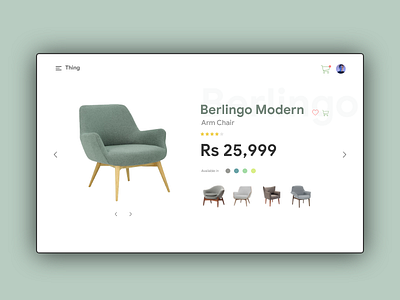 Single Item - E-commerce - Daliy UI 012 challenge dailyui012 design ecommerce furniture green minimal modern simple