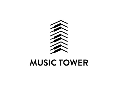 MUSIC TOWER building design illustration logo logotype meaningfull logo music music app music art piano tower ui ux vector