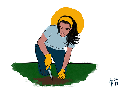 Creative Gardening blue digital art digital illustration gardening green illustration procreate woman yellow