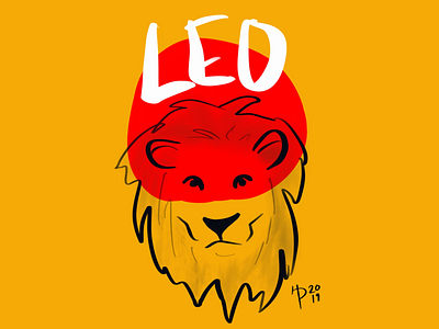 Leo Season astrology black digital art digital illustration illustration leo lion procreate red white yellow