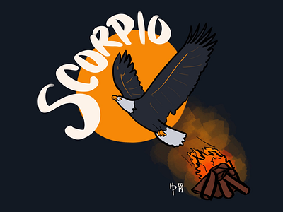 Unconventional Scorpio astrology bird blue brown digital art digital illustration eagle gray illustration illustrator phoenix procreate red scorpio yellow