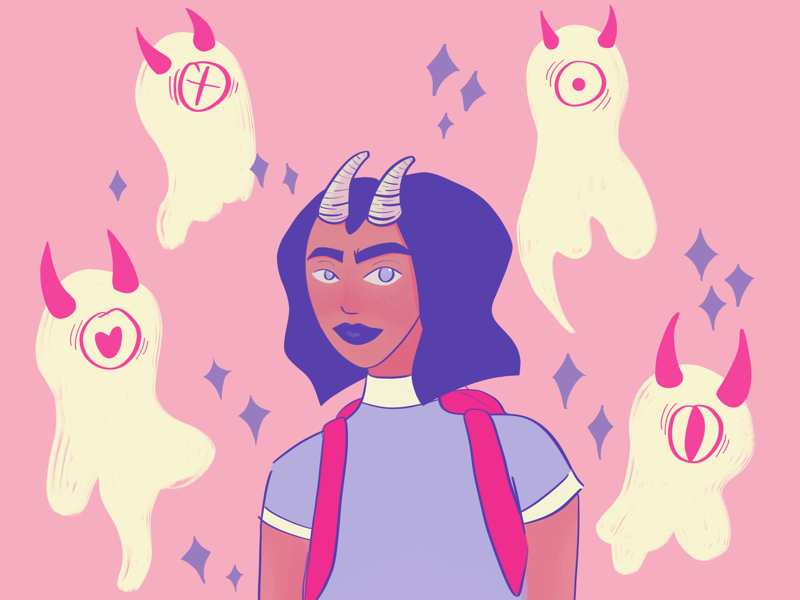 #dtiys woman ghost cream purple pink procreate dtiys illustration digital illustration digital art
