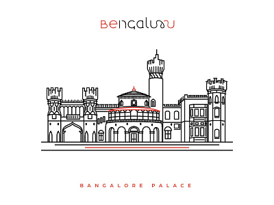 Bangalore Palace bangalore bengaluru flat icon illustration illustrator line art logo poster vector