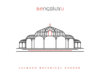 Lalbagh Botanical Garden bangalore bengaluru flat icon illustration illustrator line art logo poster vector