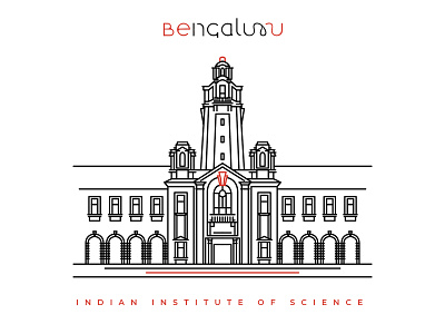 Indian Institute of Science, Bangalore bangalore bengaluru flat illustration illustrator line art logo poster vector