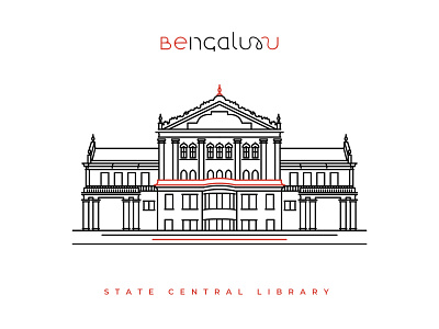 State Central Library, Bangalore bangalore bengaluru flat illustration illustrator line art logo poster vector