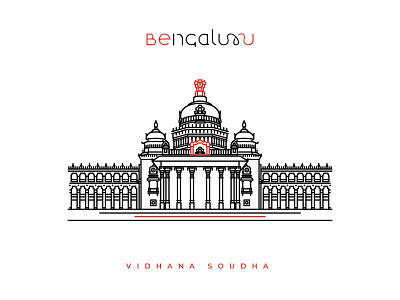 Vidhana Soudha bangalore bengaluru design flat icon illustration illustrator line art logo poster vector