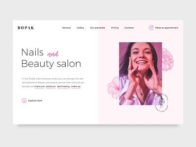 Ropak nails&beauty studio banner beauty beauty salon design makeup manicure nails salon ui web woman