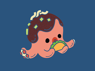 Taco-yaki Enamel Pin Design animal food illustration japan octopus pun taco takoyaki
