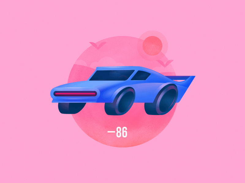 86 Quadra V-tech - animated animation car cyberpunk flat future illustration sports car tech