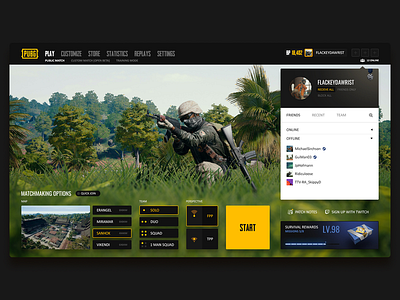 PUBG Main menu (Sanhok selected + Friends list)