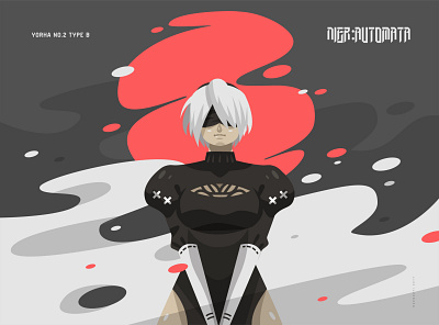 Nier:Automata Fan Art - Illustration characterdesign fanart graphic design illustration indonesia typography vector